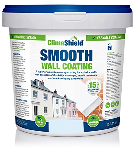 ClimaShield Wall Coating Smooth - Frosted Blue, 5L - Light Blue Masonry Paint & Durable Acrylic Paint for Walls to Waterproof & Protect Brick, Render, Cement & Concrete. Lasts up to 15 years