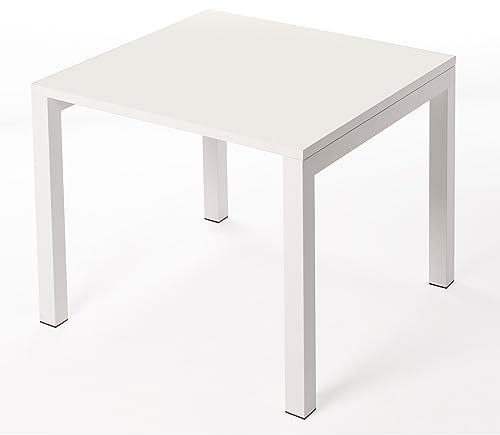SMARTILE Luxury White Frost Keramiktisch, 75 x 75 x 75 cm, Weiß, geeignet für Innen- und Außenbereich, Porzellanoberfläche und Stahlgestell