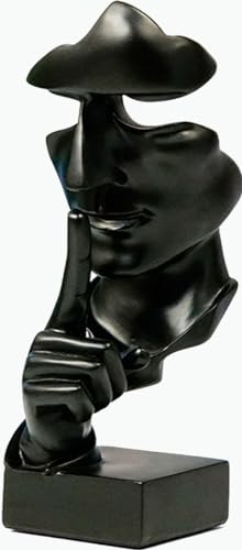 CHSG Handcrafted Silence Is Gold Thinker Statue, Work Of Art Modern And Simple Resin Things, Desk Abstract Figurine Sculptures For Entrance, Creative Room Home, Office Study