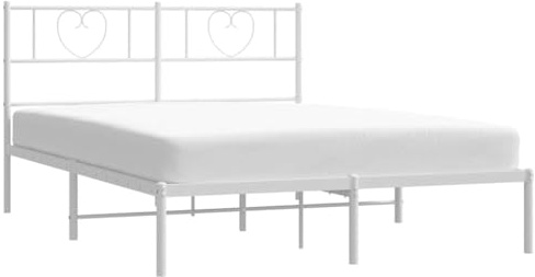 vidaXL Estructura Cama sin colchón con cabecero Metal Blanco 135x190cm