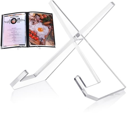 Menkxi Acrylic Cookbook Stand Recipe Holder for Kitchen Counter, Clear