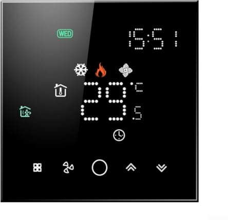 Termostato WiFi intelligente per ventilconvettore e riscaldamento a pavimento dell'acqua 0 10 V ventola di alimentazione supporto controllo centralizzato (nero)
