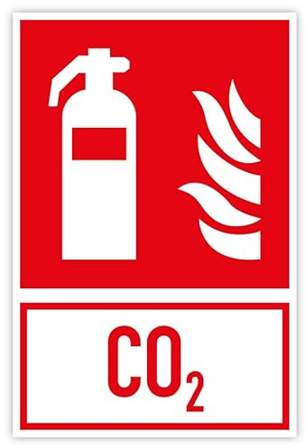 Aufkleber Brandschutzzeichen „CO2 Feuerlöscher“ Kombischild Symbol Folie selbstklebend ISO 7010 (F001) | 20x30 cm Made in Germany