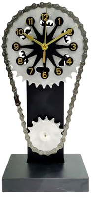 Vintage roterande växelklocka, Steampunk-klocka med rörliga växlar, 3D-kreativ kedjeklocka, personlig dekorativ skrivbordshyllklocka, batteridriven kedjeklocka for kontorsskrivbordsheminredn (Size :