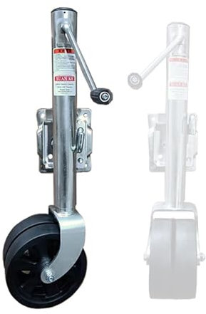 QICBYING Robuster Bootsanhänger Stützrad - Teleskop Stützrad, Schwenkbare Anhängerräder, Stützfuß Anhänger Abstellstützen, Doppeltes 20cm Verzinktes Stützrad, Tragfähigkeit 900 Kg/Hubhöhe 26cm