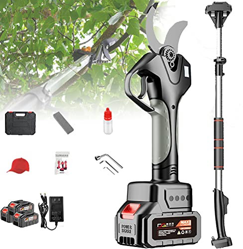 Tijeras de podar eléctricas inalámbricas, tijeras de podar profesionales Podadora de poda de árboles extensible 21 V, podadora eléctrica de corte de 45 mm con batería, con poste de extensión, 1Ba