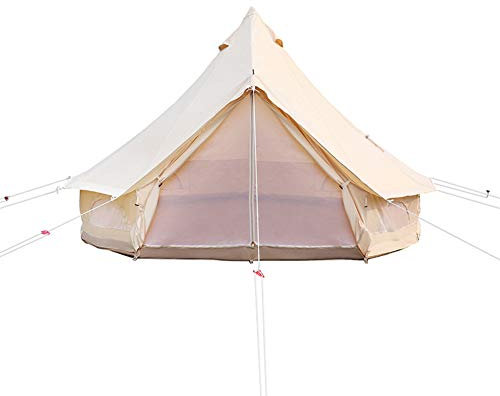 SSLW Zelte für Camping, 4-Jahreszeiten-Baumwollglocken-Glamping-Zelt, Outdoor-Familien-Campingzelt mit Reißverschluss-Bodenplane, Netztür für Camping, Jagd