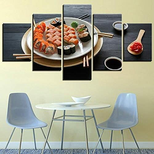 Leinwanddrucke Modern Home Wand Dekor Sushi-Essen Kochen 100 X 50 Cm / 39,37 X 19,68 Zoll Poster Gemälde 5 Stück Leinwände Drucken Modulare Bild Kunst Hd Malerei Kunstwerke -8P0N/I8S4-0M9X-C8P8-7Q7W/X
