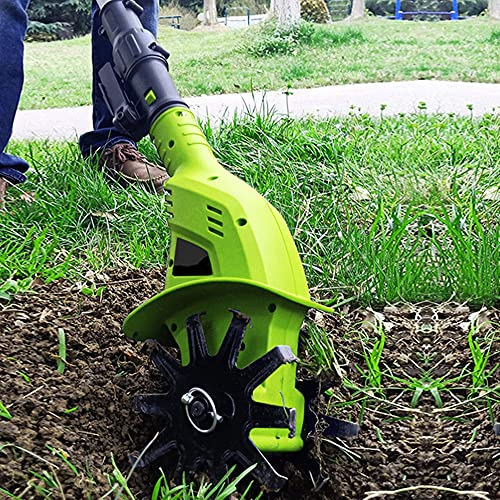 yudPinn Garden Tiller,Electric Tiller Cultivator, Cordless Tiller Rotavator, 250mm Tilling Depth & Adjustable Handle, 250RPM Battery Tiller Scarifier for Digging, Weed Removal & Soil C