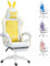 Vinsetto Reclining Racing Gaming Chair with Headrest and Lumber Support, PU Leather Computer Chair with Removable Rabbit Ears, Footrest, Yellow