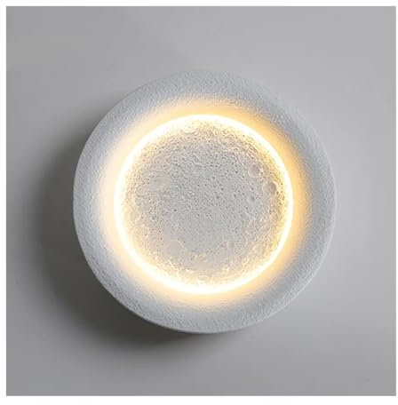 YAYALIAN Applique murale d'intérieur pleine lune – Lampe de chevet étoilée pour chambre à coucher, couloir, escalier, décoration murale en plâtre blanc, éclairage LED, lustres pour cuisine