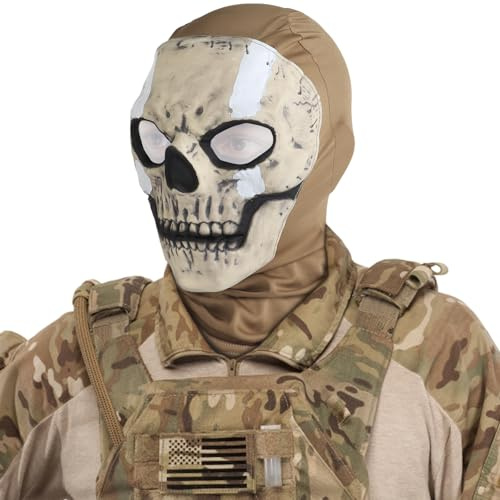 Yzpacc Halloween Horror Tactical Balaclava Mask Costume Headgear For Cosplay Airsoft Party, Scary Full Face Headgear