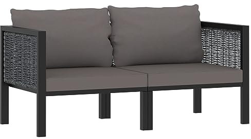 Buzaza 2-Sitzer-Sofa mit Auflage Anthrazit Poly Rattan Kleine Sofas FüR Kleine RäUme Zweier Sofa