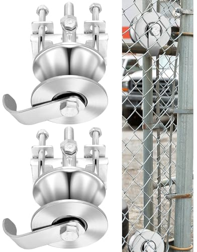 MorningRo 2 Pcs Chain Link Rolling Gate Track Sliding Gate Rollers Galvanized Steel Rear Pipe Track Wheels for Chain Link Sliding Gate Hardware for 2 (1-7/8) Gate Frame 1-5/8 Track Pipe