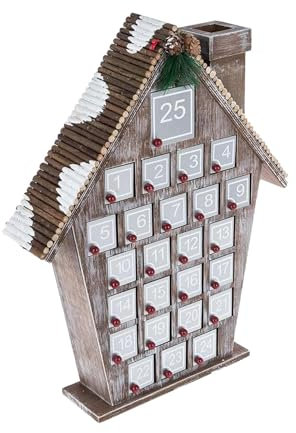 Calendrier de l'Avent Maison en Bois,Calendrier de l'Avent de Noël, Décor du calendrier du compte à rebours de Noël, Calendrier de compte à rebours de 24 jours avec tiroirs, armoire de calendrier de l