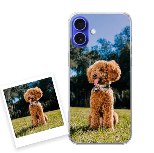 P Pevita iPhone 16 Hülle personalisiert mit Foto. Handyhülle aus Silikon selbst gestalten iPhone 16. Geschenke personalisiert für Frauen, Kinder,Valentinstag, Weihnachten