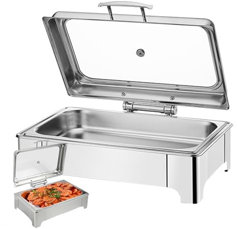 Electric Chafing Dish Food Warmer, 9L Chafing Dishes for Buffet, Stainless Steel Food Warmers with Touch Control Adjustable Temperature Display, for Catering Parties Restaurant Banquet 1 grid
