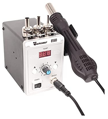 Soldering Station Hot Air 858D 700W BGA Rework Solder Station Soldering Heat Air Gun Station 220V / 110V For SMD SMT Welding Repair Tools Solder Wire Tips Rework Welding Station ( Color : SET-6 )