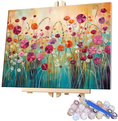 Paint by Numbers for Adults DIY Paint by Numbers Colorful Flowers for Beginners Painting by Numbers on Canvas DIY Acrylic Paints Set Paint by Numbers Kits for Adults Perfect for Decor 28x36in G-295