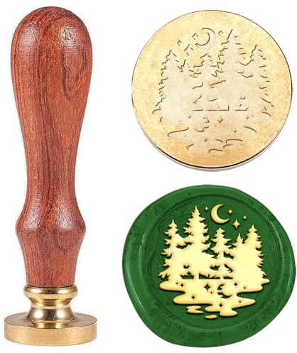Hobbspring Vintage Baum Wachssiegelstempel Kiefernwald Siegelwachs Stempel 25mm Abnehmbarer Messing Stempelkopf Mit Holzgriff Für Umschläge Einladungen Hochzeiten Flaschendekoration Zurück zur Schule