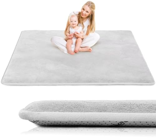 LEHOUR Krabbelmatte für Baby, 150×200×3CM Kinderteppich, rutschfest, Grau | Weicher, Dicker Kinderteppich, Baby-Krabbelmatte, Rutschfester Untergrund, Schutz beim Spielen, Geeignet für Mädchen & Jungen