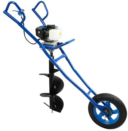 LIAIZE Trivella a benzina Post Hole Digger, macchina funeraria 52CC, 8800 ± 300 rpm, trapano a gas a 2 tempi, trivella da giardino, monosicorda con carrello