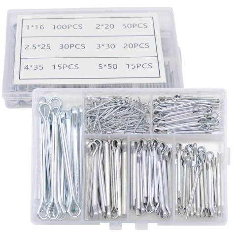 230 Cotter Pins Assorted Kit, Stainless Steel Split Pin Assortment, Cotter Pins Clip Key Fastener Fitting Panel Pins Kit with Storage Box, for Automotive Marine Machinery Engine Bike Repair（6 Sizes）
