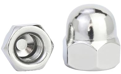 QANCEN 10 Piezas Tuercas Ciegas Hexagonales M6, Acero Inoxidable A2 Tuercas de Sombrerete DIN 1587, Tuerca Bellota para Tornillos, Pernos y Varillas Roscadas