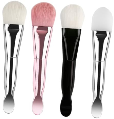 HONITANO Pinceaux Applicateurs de Masque pour Application Uniforme Lot de 4 en Silicone et Poils Doux, Réutilisables et Soins Visage à Domicile