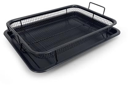 Teglia da forno in rame, padella antiaderente for friggere in olio, cestello for patatine fritte, piastra for griglia, griglia a maglie, utensili da cucina for cucinare in casa, barbecue(Square Black)