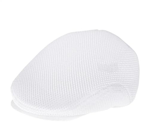 GXMDSGZ Summer Flat Caps for Men Mesh Flat Cap Men Women Summer Ivy Caps Net Newsboy Driving Cheese-Cutter Hats(White,57 cm)