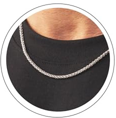 RANKEEF Catena In Argento A Forma Di Grano Da 3/5 Mm,Collana Uomo Acciaio, Impermeabile, Collana Uomo Argento