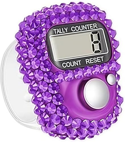 Purple Mini Electronic Finger Tally Counter Clicker Counter,Convenient Portable Digital Display Tally Counter,Resettable Lap Counter for Golf Goods Counting Accessories,Track and Field Lap Counters