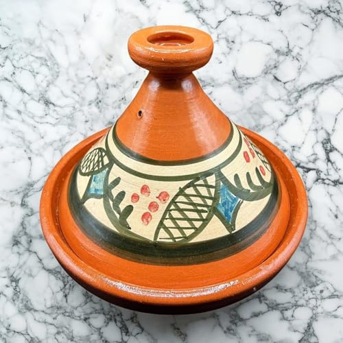 Tajine XL 35 cm Terracotta Hand Painted - Traditional Moroccan/Tunisian Pot + Free Ebook 3107251034