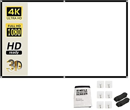 KONGMM Écran de Projection Écran de Projection Pliable Portable de 60 à 200 Pouces écran de Projection Souple Anti-pli Blanc Haute densité 16:9 intérieur extérieur(180 inch)