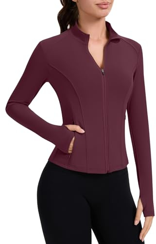 IECCP Veste de sport pour femmes à manches longues, veste de course, t-shirt de sport, t-shirt fonctionnel, avec poches, veste d'entraînement, t-shirt de course, haut de sport, gym, yoga, avec