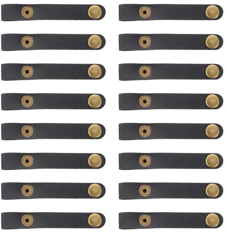 ANDRESLAD 24 Pcs Faux Leather Cable Organizers Data Cable Holders Earphone Winder Cord Keeper Flexible Leather Buckle for Desktop and Tidy Storage