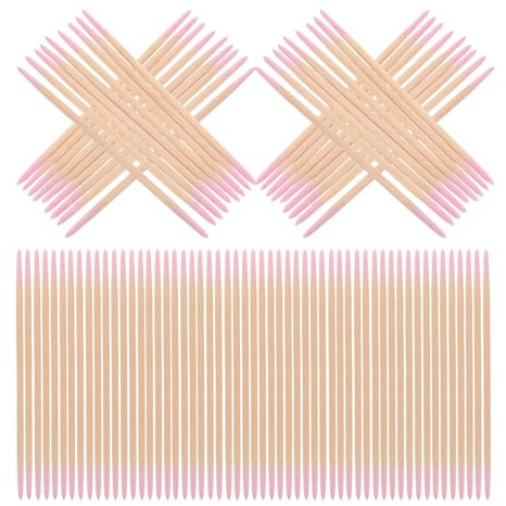 MAGICLULU 1500stücke Holz Wattestäbchen mit Feiner Spitze für Make-up Reinigung Doppelseitige Präzisionsstifte Ohrstäbchen zum Entfernen von Kleberesten und Kosmetik