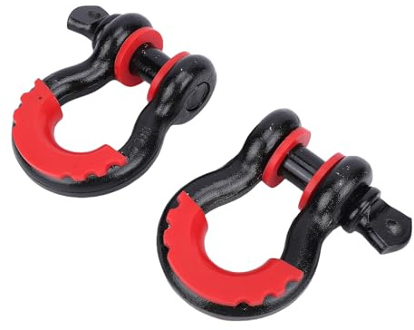 HELEVIA Grillete de Anillo en D Negro de Carga de 4,75 Toneladas con Pasador de Tornillo, Grillete Resistente de Acero Al Carbono para Cabrestante de Remolque, Adecuado para Remolque,