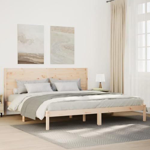 YuuSsea Massivholzbett Extra Lang 200x220 cm, Kiefernholz Bettrahmen mit Kopfteil, Stauraum, Schlafzimmer Möbel, Langlebiges Plattformbett