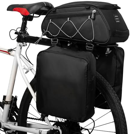 Aumotop 3 i 1 Cykelväska för Baksäte Kylväska Vattentät Cykelbagageväska för Pendlare (Grå)