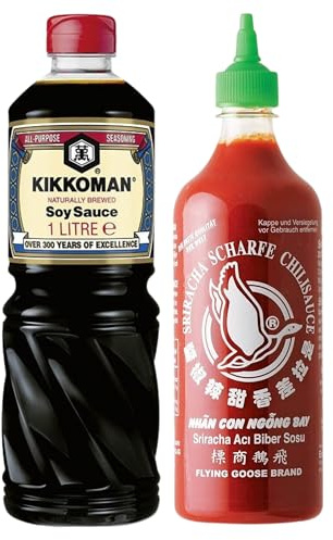 Pack Salsas Asiáticas Premium – Salsa de Soja 1L + Sriracha Hot Chili 730g – Cocina Asiática, Wok y Sushi