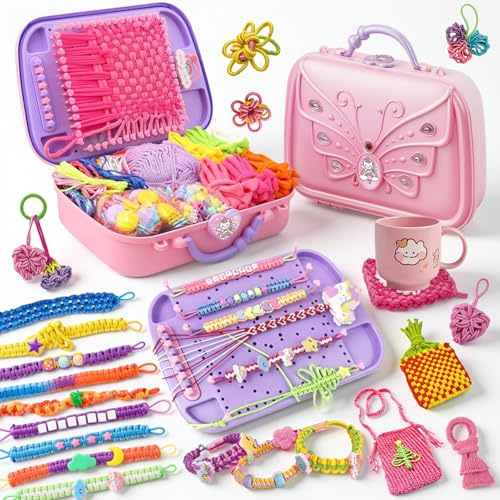 BITOYO 6-in-1 Freundschaftsarmbänder Armbänder Selber Machen, Loom Bänder-Set, DIY-Kinder-Bastelspielzeugset, Spielzeuggeschenk für Mädchen im Alter von 6–10 Jahren