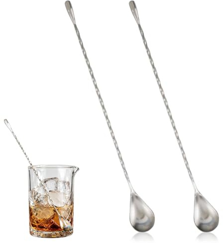 2 Pcs Stainless Bar Spoon,Cocktail Stirrers,11.8In Spiral Stirring Rod,With a Weighted Handle at the Top,Metal Cocktail Sticks,Easy to Clean,For Mixing Cocktails,Beverages,Coffee in Bars,Homes,Offices