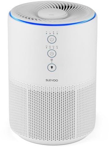 Purificador Aire HEPA H13 Silencioso 23dB Mascotas Aromaterapia Blanco | Filtro HEPA H13 elimina 99,97% de polvo, polen y pelo de mascota. CADR 200m³/h, modo sueño 23dB, aromaterapia y bajo consumo.