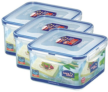 Frischhaltedose mit Serviereinsatz | Butterdose | Mozzarella-Dose| 1,2 Liter | Lock&Lock HPL822T - 3er Set