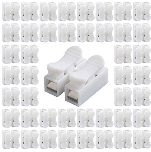100pcs 2P CH2 Quick Connector Spring Wire Connector Cable Clamp Terminal for LED Strip Light Wire Connecting