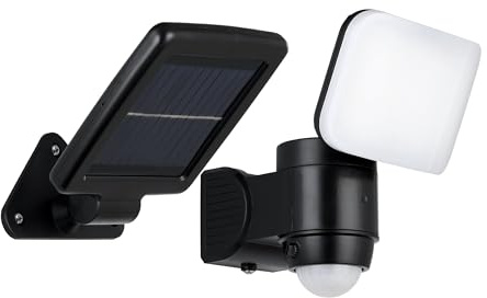 EGLO LED Außen-Wandlampe Casabas, 1 flammige Außenleuchte | Sensor-Wandleuchte aus Kunststoff, Farbe: Schwarz, Außenstrahler mit Bewegungsmelder, solarbetrieben, IP44