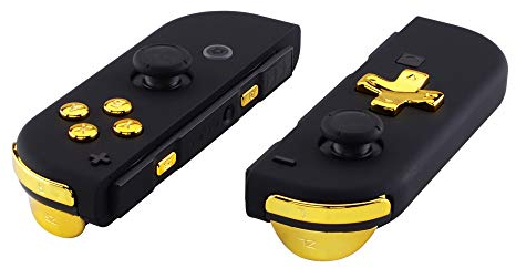 eXtremeRate Boutons pour Nintendo Switch/OLED Manette,Accessoires de Gâchette L R ZL ZR SR SL et ABXY Interchangeables,Doré Chromé Dpad Version-Sans Joycon