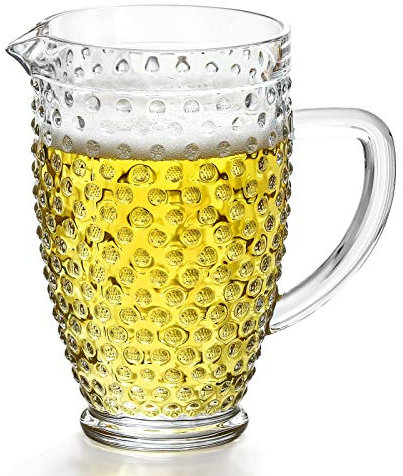 G Jarra Hobnail de 1,644 ml, transparente de estilo antiguo, para refrescos, refrescos y jugos, perfecto para cenas, bares, restaurantes